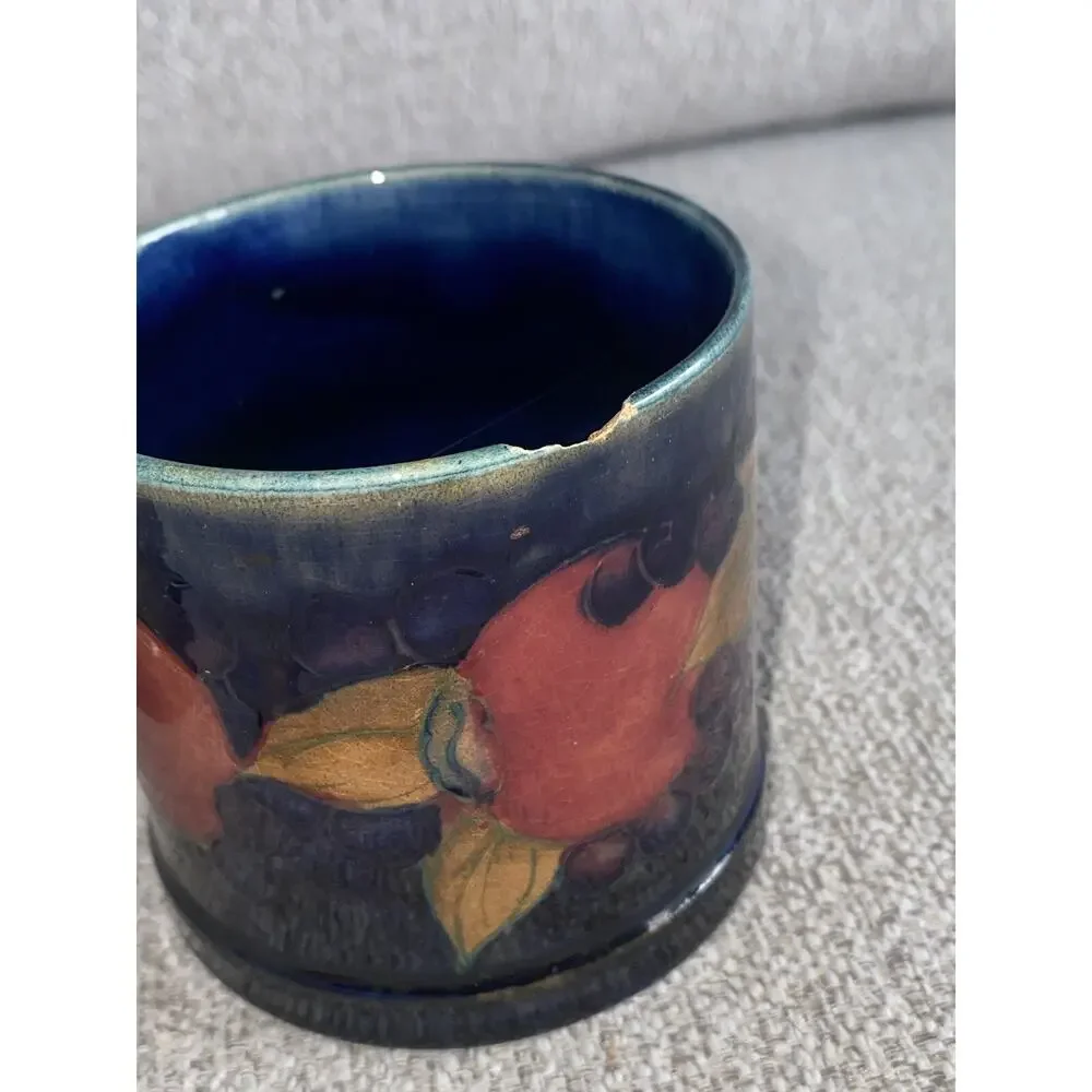 Rare Vintage Moorcroft Sterling Silver Art Pottery Jar & Spoon Antique Sugar